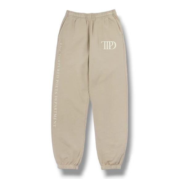 NWT Taylor Swift The Tortured Poets Department Beige Sweatpants size Large - Picture 7 of 7